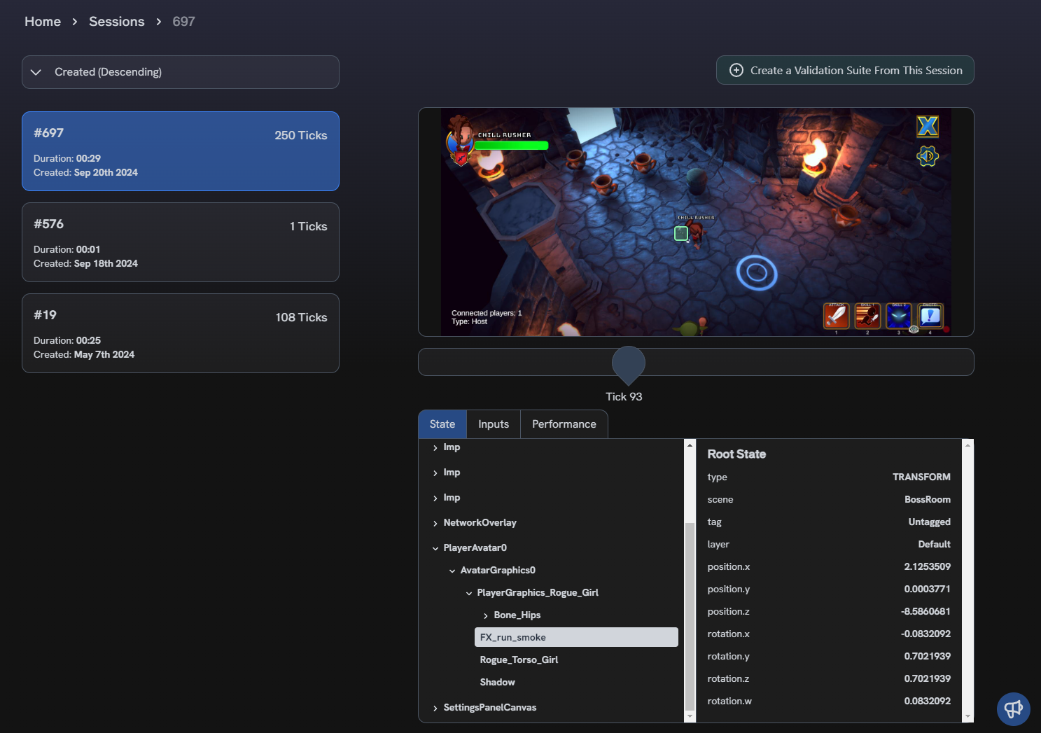 Gameplay Sessions Dashboard