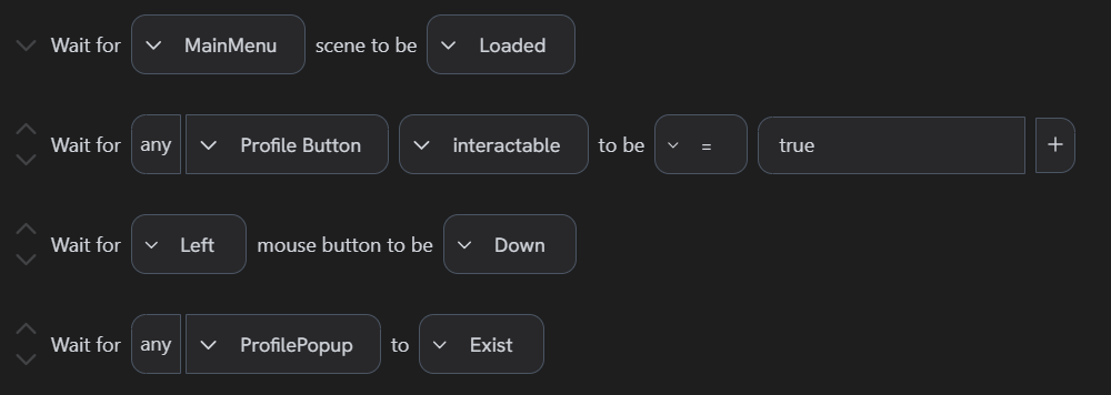 Open profile selector