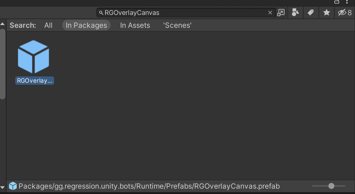 Screenshot of the search pane for the RGOverlayCanvas.