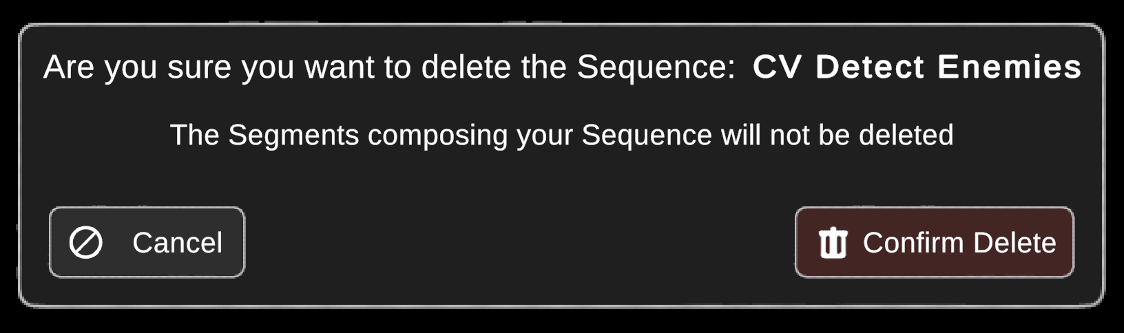 Delete Sequence dialog